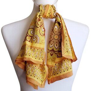 NWT Free People Mod Mosaic Print Hair Bandana Cotton Blend Scarf Saffron Yellow